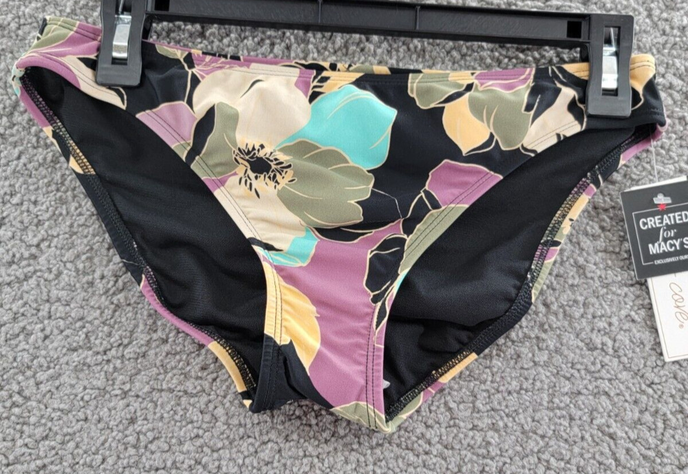Salt + Cove Midnight Bloom Hipster Bikini Bottoms Juniors L Black Multi Pull On